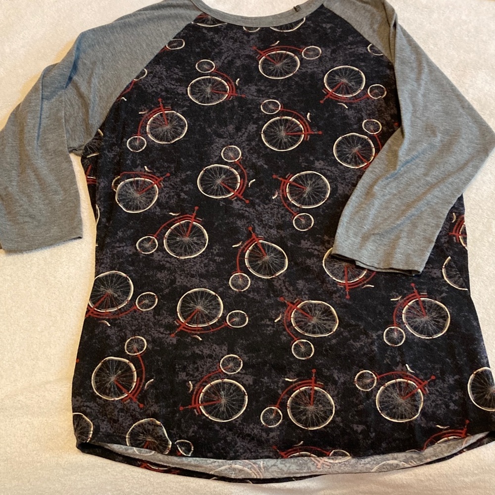 Women’s Black & Gray Bicycle Print Raglan Top